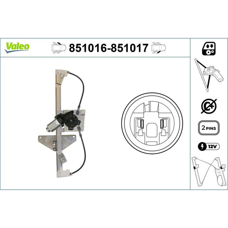 Valeo Electric Window Regulator Lifter Right Front 851017