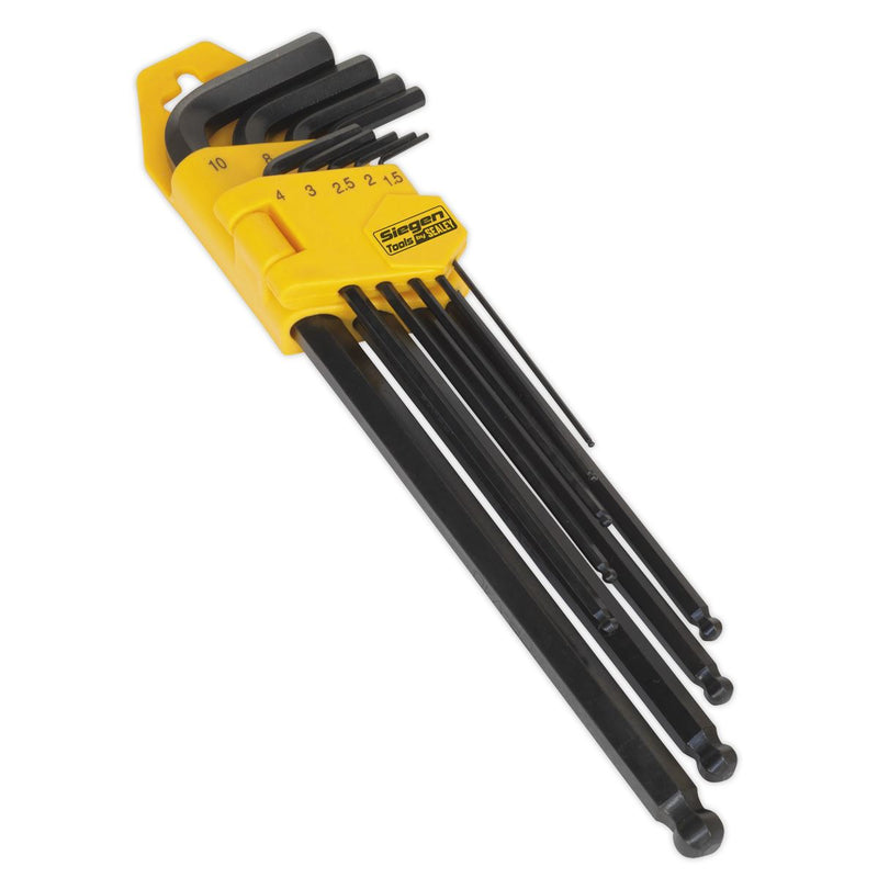 Sealey Ball-End Hex Key Set 9pc Extra-Long Metric S01094 Siegen by Sealey - Dynamic Drive