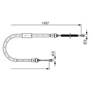 Bosch Handbrake Cable Right Rear fits Renault Modus 2004-2013 1.2 1.4 1.5 1.6