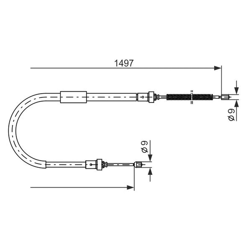 Bosch Handbrake Cable Right Rear fits Renault Modus 2004-2013 1.2 1.4 1.5 1.6