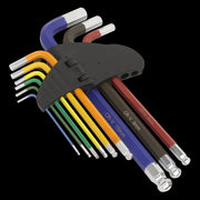 Sealey Ball-End Hex Key Set 9pc Colour-Coded Long Metric AK7190 Sealey - Dynamic Drive