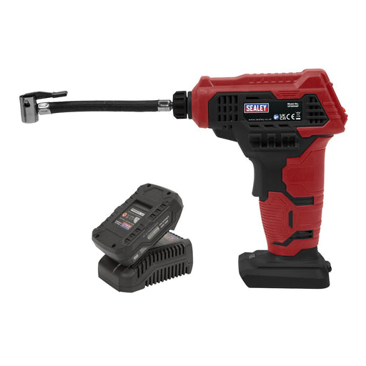 Sealey Cordless Air Pump Kit 20V 2Ah SV20 Series CP20VAPKIT1 Sealey - Dynamic Drive