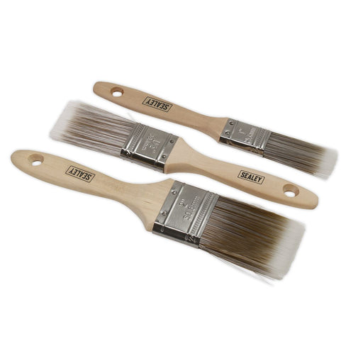 Sealey Wooden Handle Paint Brush Set 3pc SPBS3W Sealey - Dynamic Drive