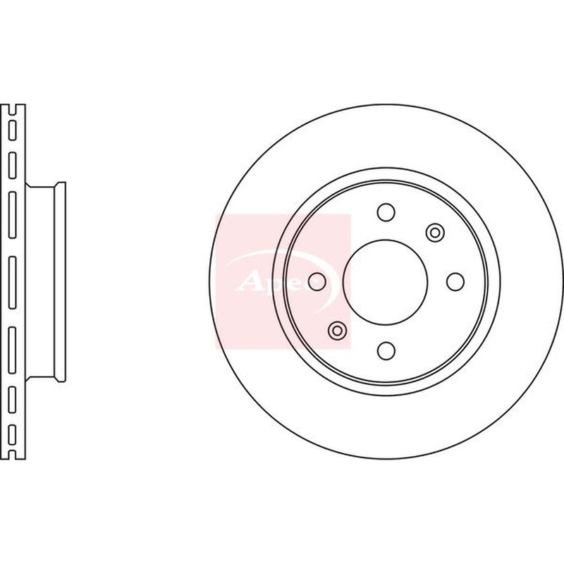 Apec 2 x Vented Brake Discs fits Hyundai I20 I 2008-2015 1.2