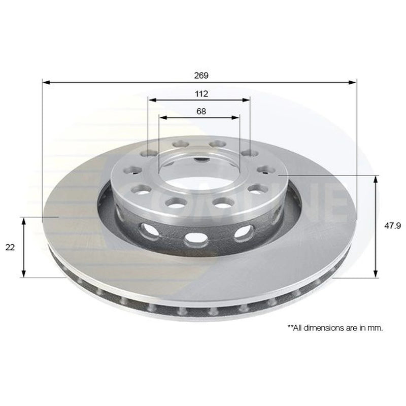 Comline 2 x Internally Vented Rear Brake Discs ADC2611V