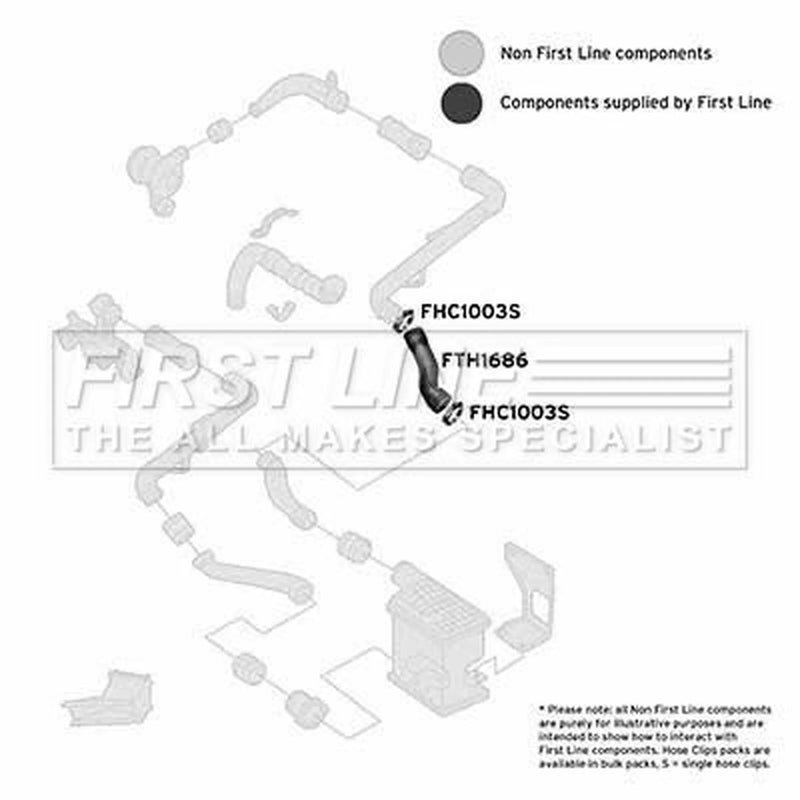 First Line Intercooler Turbo Charge Air Hose fits VW Golf 1993-1999 1.9