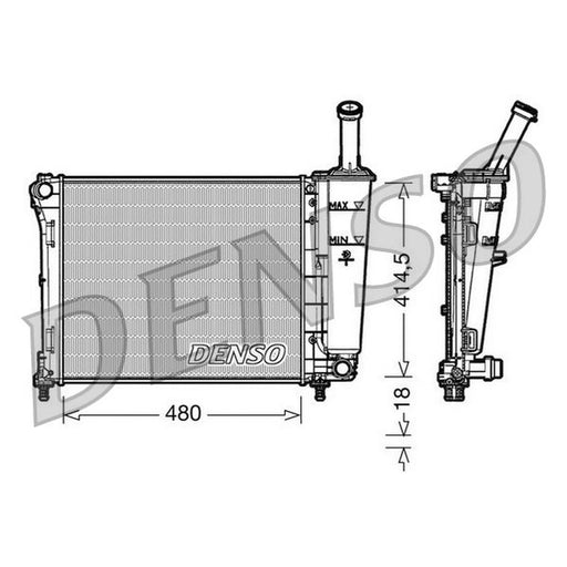 Denso Engine Radiator fits Fiat 500 2007 on 1.2