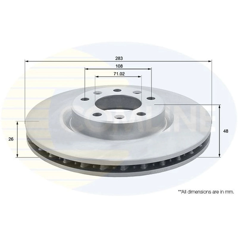 Comline 2 x Vented Front Brake Discs ADC2727V-x2