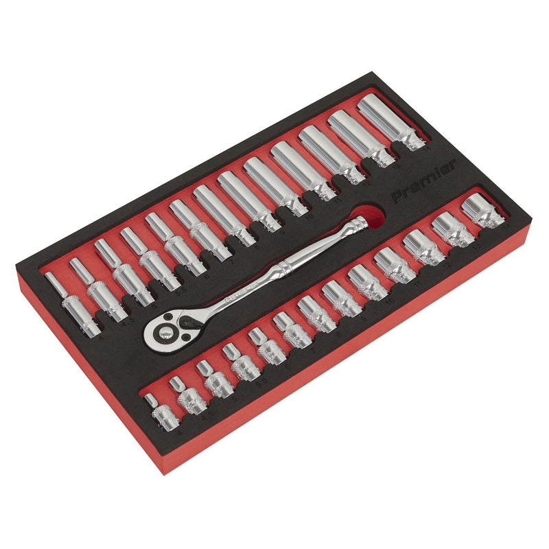 Sealey Ratchet Wrench & Socket Set 27pc 1/4"Sq Drive AK66721 Sealey - Dynamic Drive