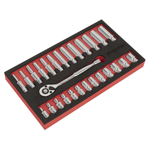 Sealey Ratchet Wrench & Socket Set 27pc 1/4"Sq Drive AK66721 Sealey - Dynamic Drive