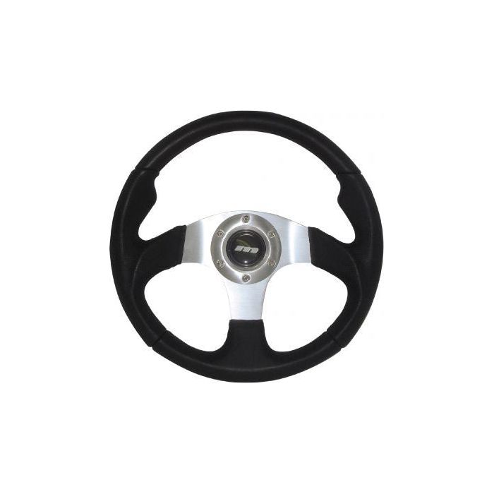 320mm Leather 3 Spoke Sports Steering Wheel M Silver Anodised Centre M32M311S Mountney Classic  - Dynamic Drive