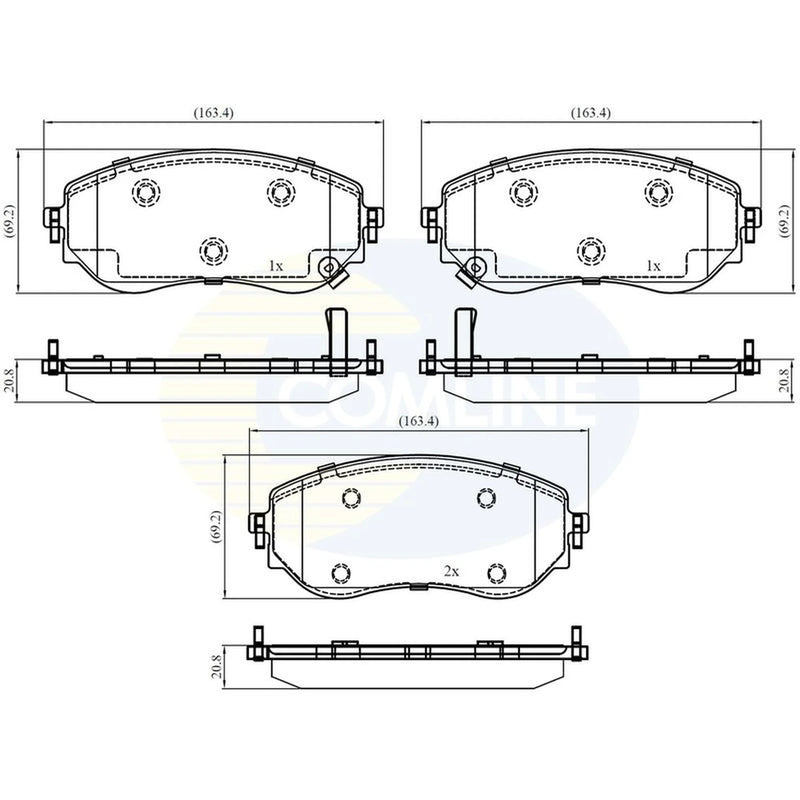 Comline 4 x Front Brake Pad Set fits Mercedes-Benz X-Class 2017-2020