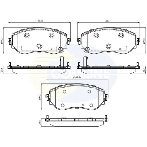 Comline 4 x Front Brake Pad Set fits Mercedes-Benz X-Class 2017-2020