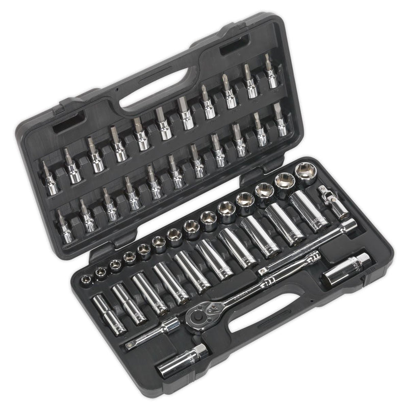 Siegen by Sealey Socket Set 52Pc 3/8Inchsq Drive 6Pt Walldrive Metric Siegen by Sealey - Dynamic Drive