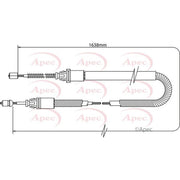 Apec Handbrake Cable Left Rear fits Peugeot 206 1998-2012 1.1 1.4 1.6 1.9 2.0