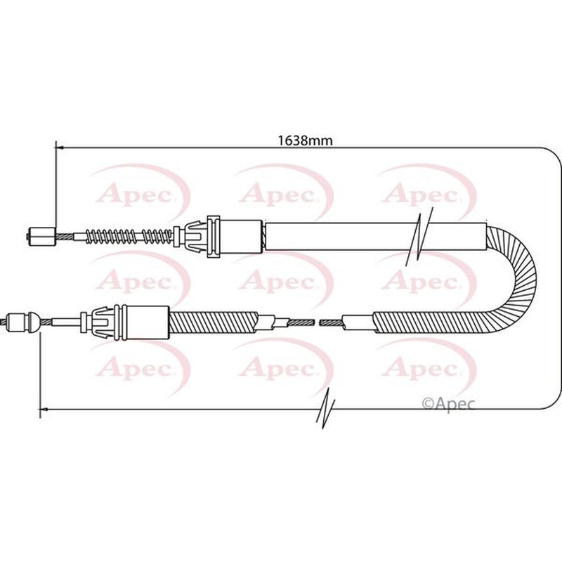 Apec Handbrake Cable Left Rear fits Peugeot 206 1998-2012 1.1 1.4 1.6 1.9 2.0
