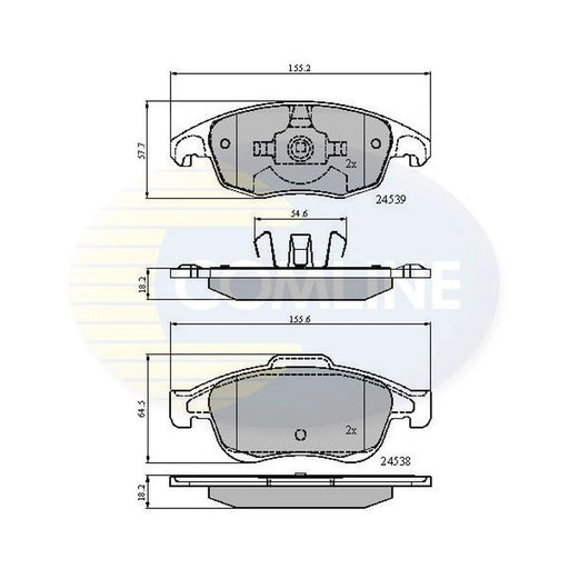 Comline 4 x Front Brake Pad Set fits Citroën Berlingo 2018 on 1.2