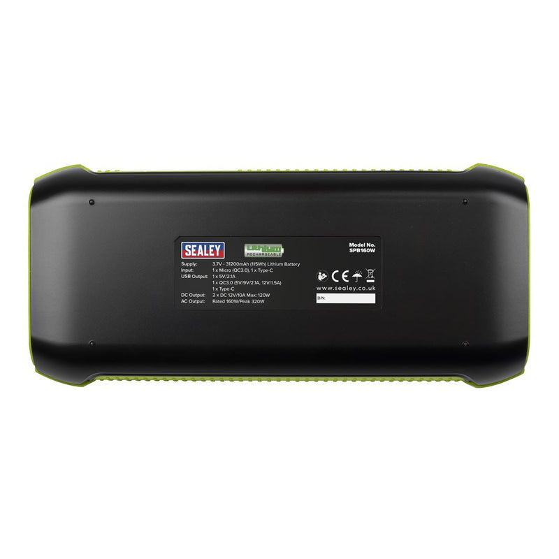 Sealey Power Pack 160W AC 31200mAh Capacity Lithium SPB160W Sealey - Dynamic Drive
