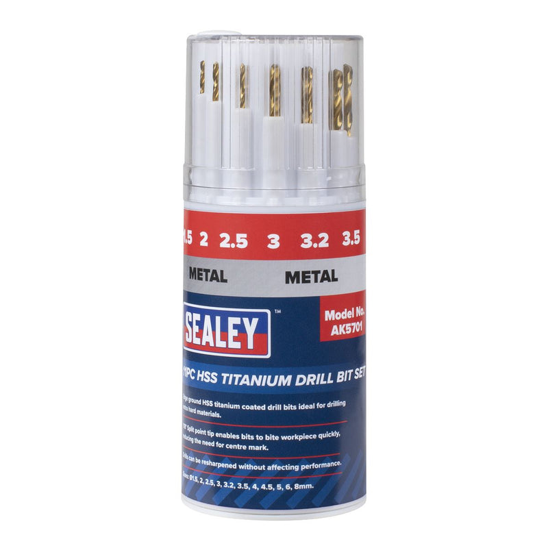 Sealey HSS Titanium Drill Bit Set 11pc AK5701 Sealey  - Dynamic Drive