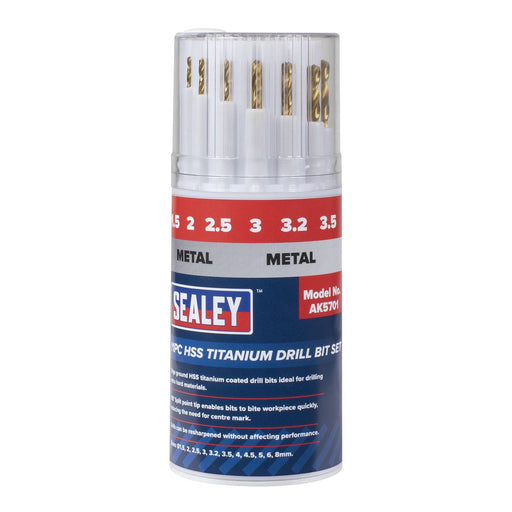 Sealey HSS Titanium Drill Bit Set 11pc AK5701 Sealey  - Dynamic Drive