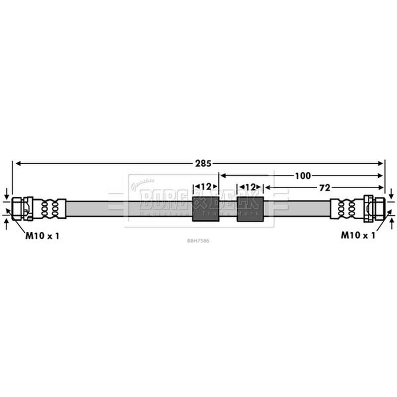 Borg & Beck Brake Hydraulic Hose Line Rear Right BBH7586