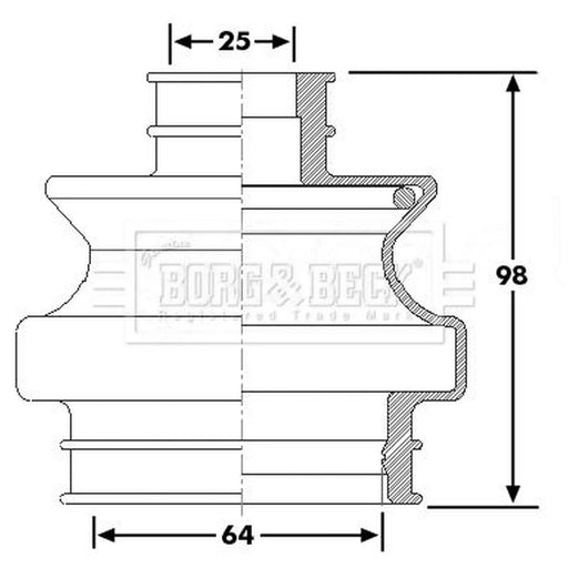 Borg & Beck Drive Shaft Bellow Kit transmission sided BCB6263
