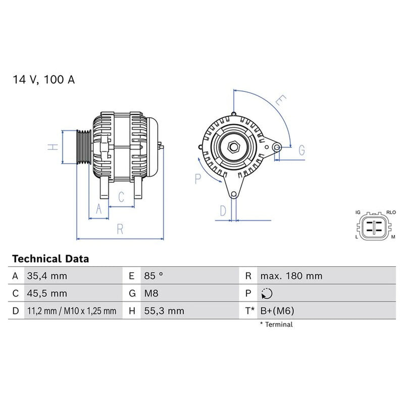 Bosch Car Alternator 12V fits Toyota Rav 4 III 2005-2013 2.4