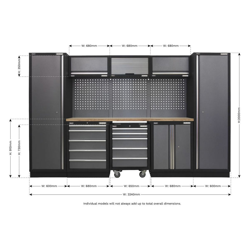 Sealey Superline Pro 3.2m Storage System Wood Worktop APMSSTACK03W Sealey - Dynamic Drive