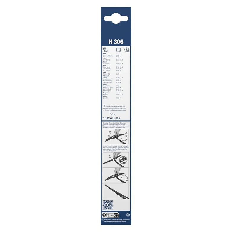 Bosch Conventional Wiper Blade 300mm — H306 fits BMW 1 Sports Hatch 2011-2019