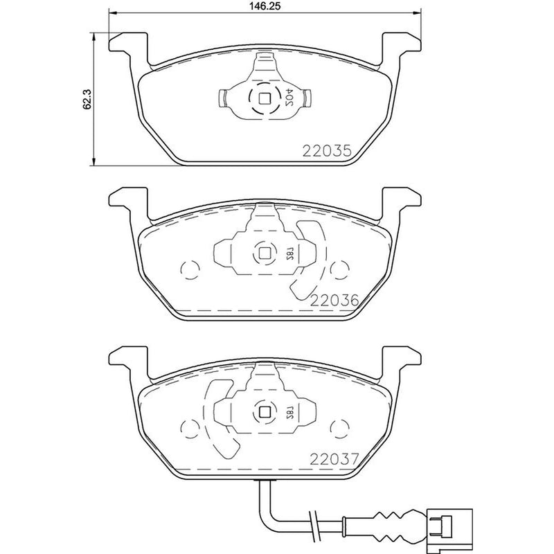 Brembo 4 x Front Brake Pad Set fits Audi A3 2012-2020 1.2 1.4 1.6 2.0