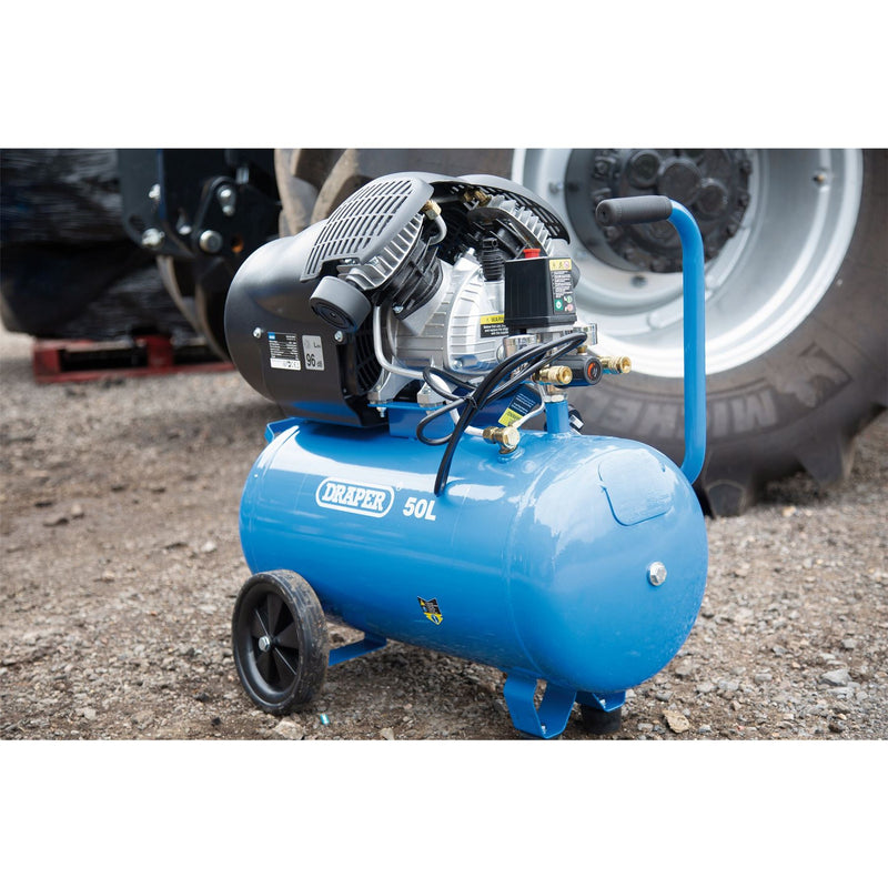 Draper Direct Drive V-Twin Oiled Air Compressor, 50L, 2.2kW 29355 Draper - Dynamic Drive