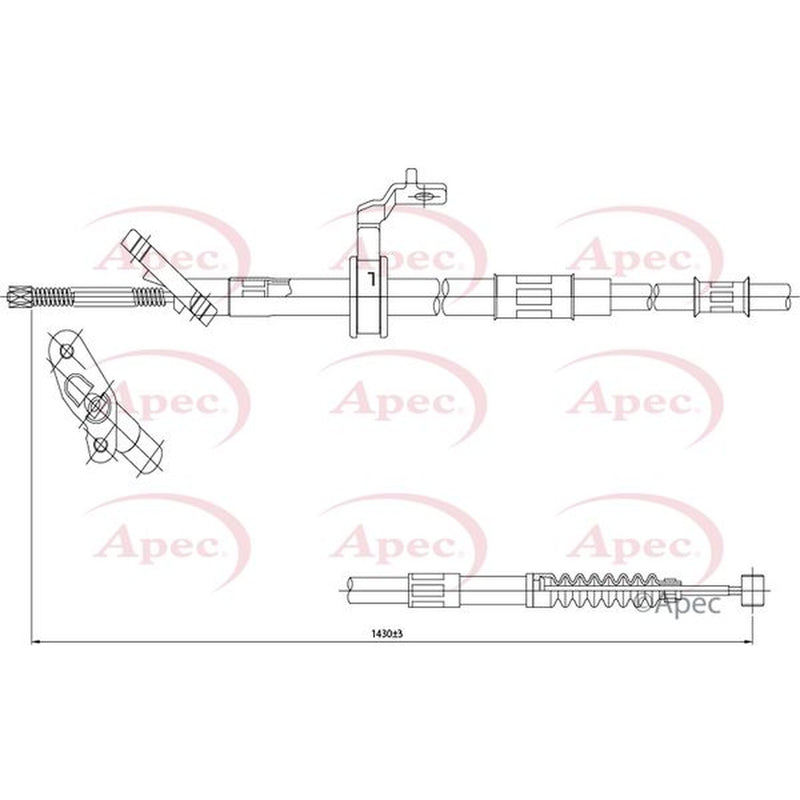 Apec Handbrake Cable Left Rear fits Toyota Rav 4 2000-2005 1.8 2.0
