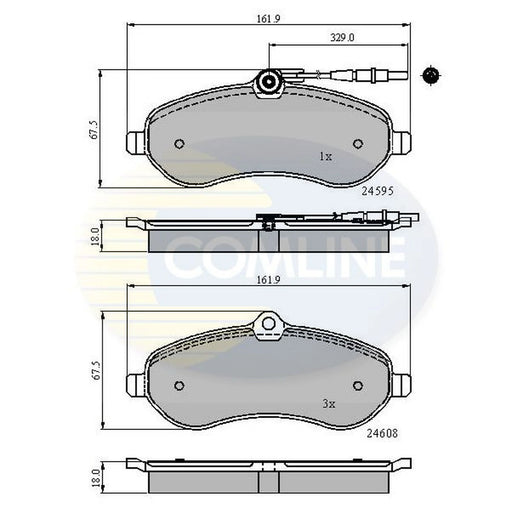 Comline 4 x Front Brake Pad Set fits Citroën Dispatch II 2007-2016 1.6 2.0