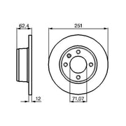 Bosch 2 x Solid Brake Discs fits Citroën Xantia 1995-2003 1.8 1.9 2.0 2.1 3.0