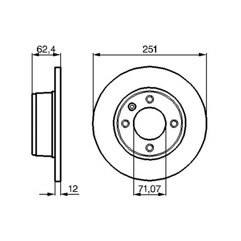 Bosch 2 x Solid Brake Discs fits Citroën Xantia 1995-2003 1.8 1.9 2.0 2.1 3.0