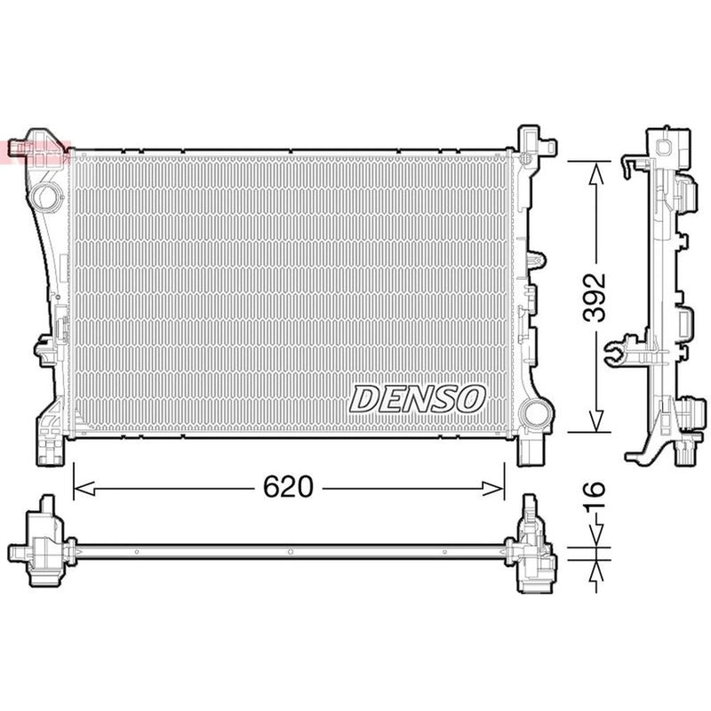 Denso Engine Radiator fits Fiat 500L 2012-2014 0.9 1.3 1.4