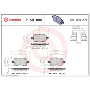 Brembo 4 x Rear Brake Pad Set fits Chevrolet Bolt 2016 on