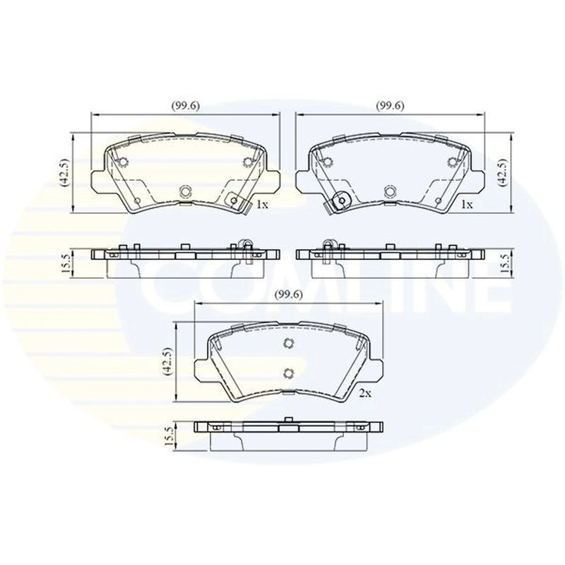 Comline 4 x Rear Brake Pad Set fits Kia Picanto III 2017 on 1.0 1.2