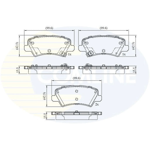 Comline 4 x Rear Brake Pad Set fits Kia Picanto III 2017 on 1.0 1.2