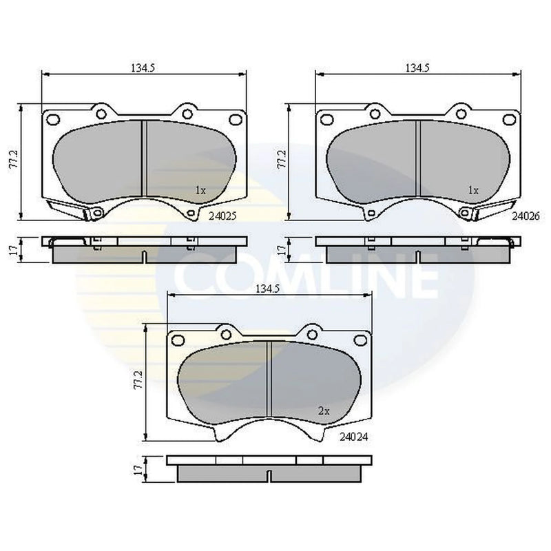 Comline 4 x Front Brake Pad Set fits Mitsubishi Shogun IV 2006-2007 3.2 3.8
