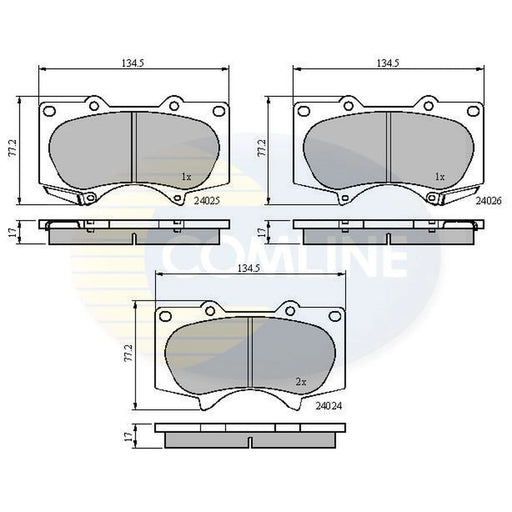 Comline 4 x Front Brake Pad Set fits Mitsubishi Shogun IV 2006-2007 3.2 3.8