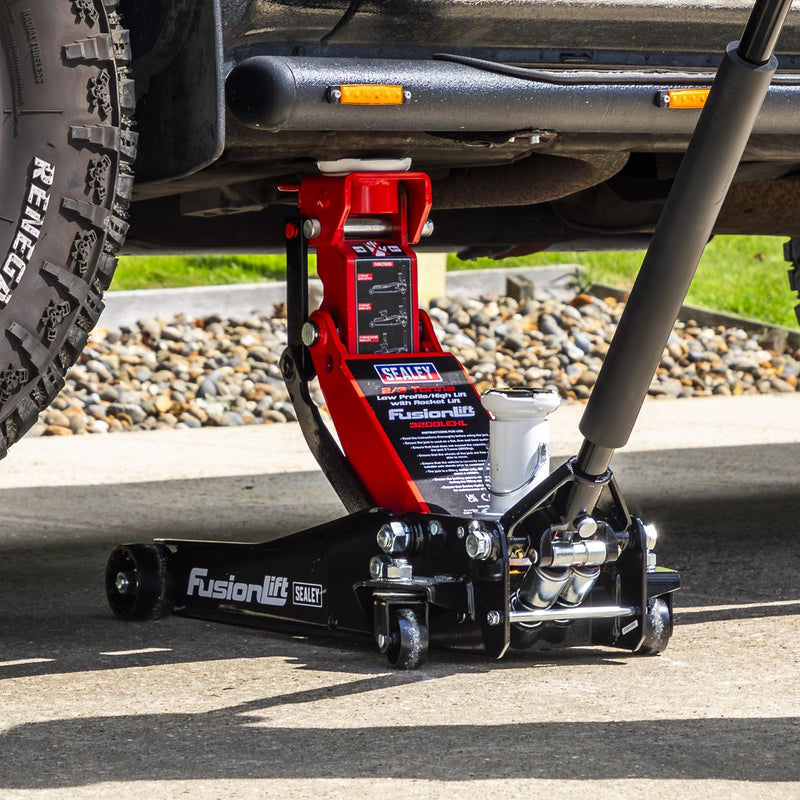 Sealey Low Profile High Lift Trolley Jack with Rocket Lift 2/3 Tonne 3200LEHL Sealey - Dynamic Drive
