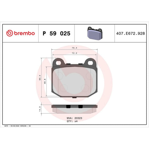 Brembo 4 x Front Brake Pad Set fits Lotus 2 Eleven 2007-2011 1.8