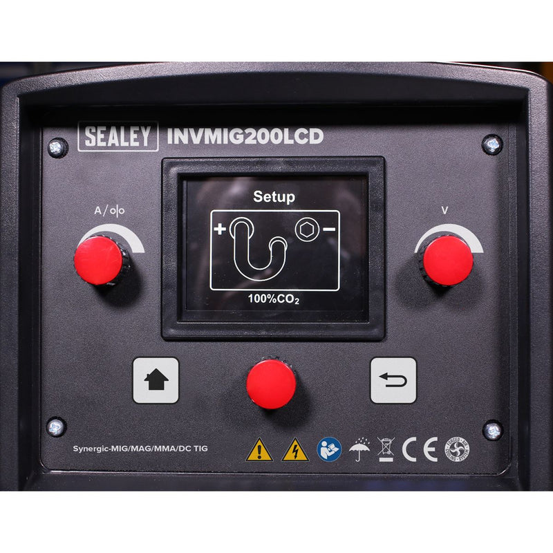Sealey Inverter Welder MIG TIG & mmA 200A with LCD Screen INVMIG200LCD Sealey - Dynamic Drive