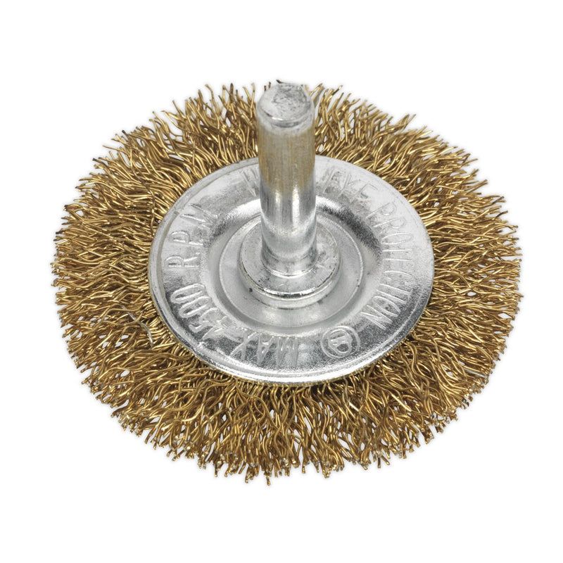 Sealey Flat Wire Brush50mm with 6mm Shaft SFB50 Sealey - Dynamic Drive