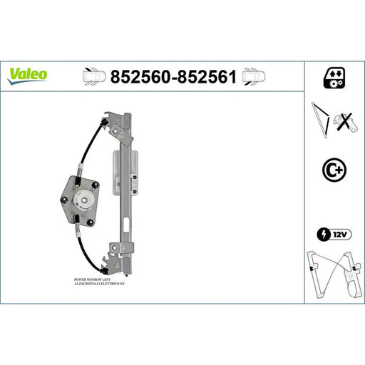 Valeo Electric Window Regulator Lifter Right Rear 852561
