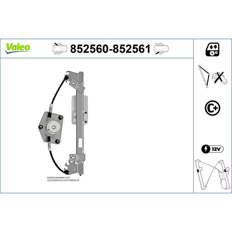 Valeo Electric Window Regulator Lifter Left Rear 852560