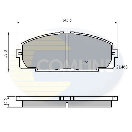 Comline 4 x Front Brake Pad Set fits Toyota Dyna 100 Platform 1985-2001 1.8 2.4