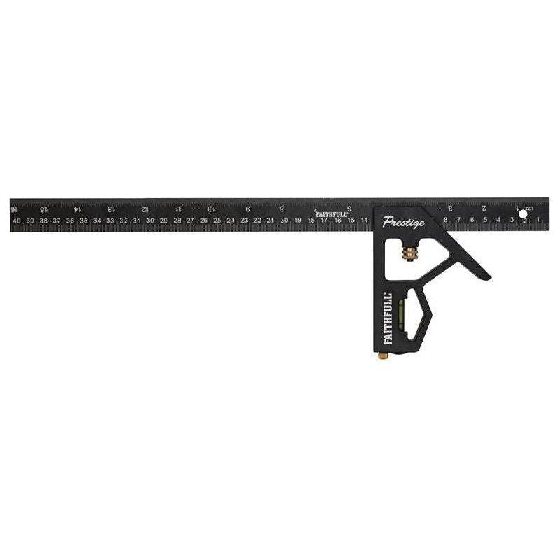 Faithfull Prestige Combination Square Black Aluminium 400mm (16in) Faithfull - NN4 Online