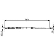 Bosch Handbrake Cable Right Rear fits VW Touran 2006-2015 1.4 2.0